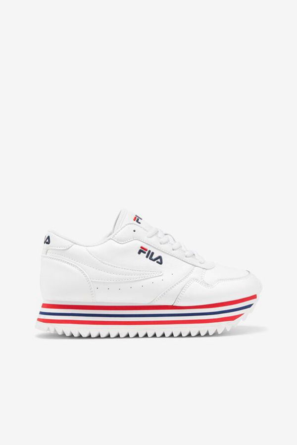 Tênis Fila Mulher Branco/Azul Marinho/Vermelhas - Fila Orbit Stripe Outlet Portugal,YWVP-73249